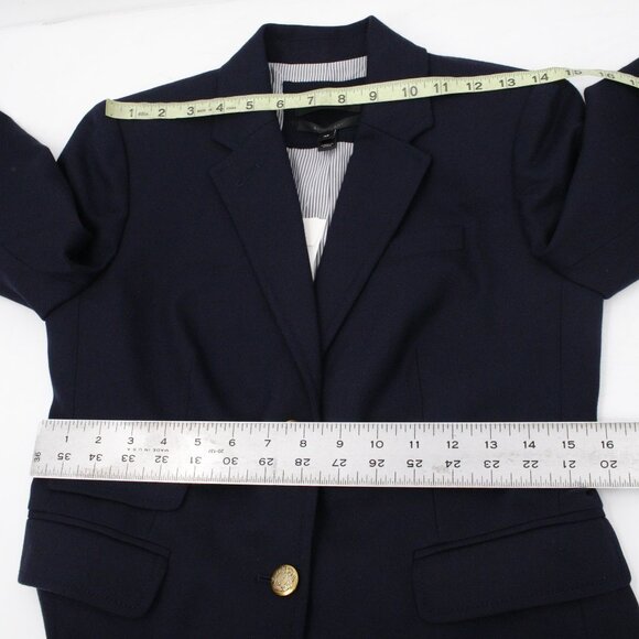 NWT J Crew Blazer Womens 4P Schoolboy Navy Blue Stretch Wool Jacket gold button - Picture 11 of 15